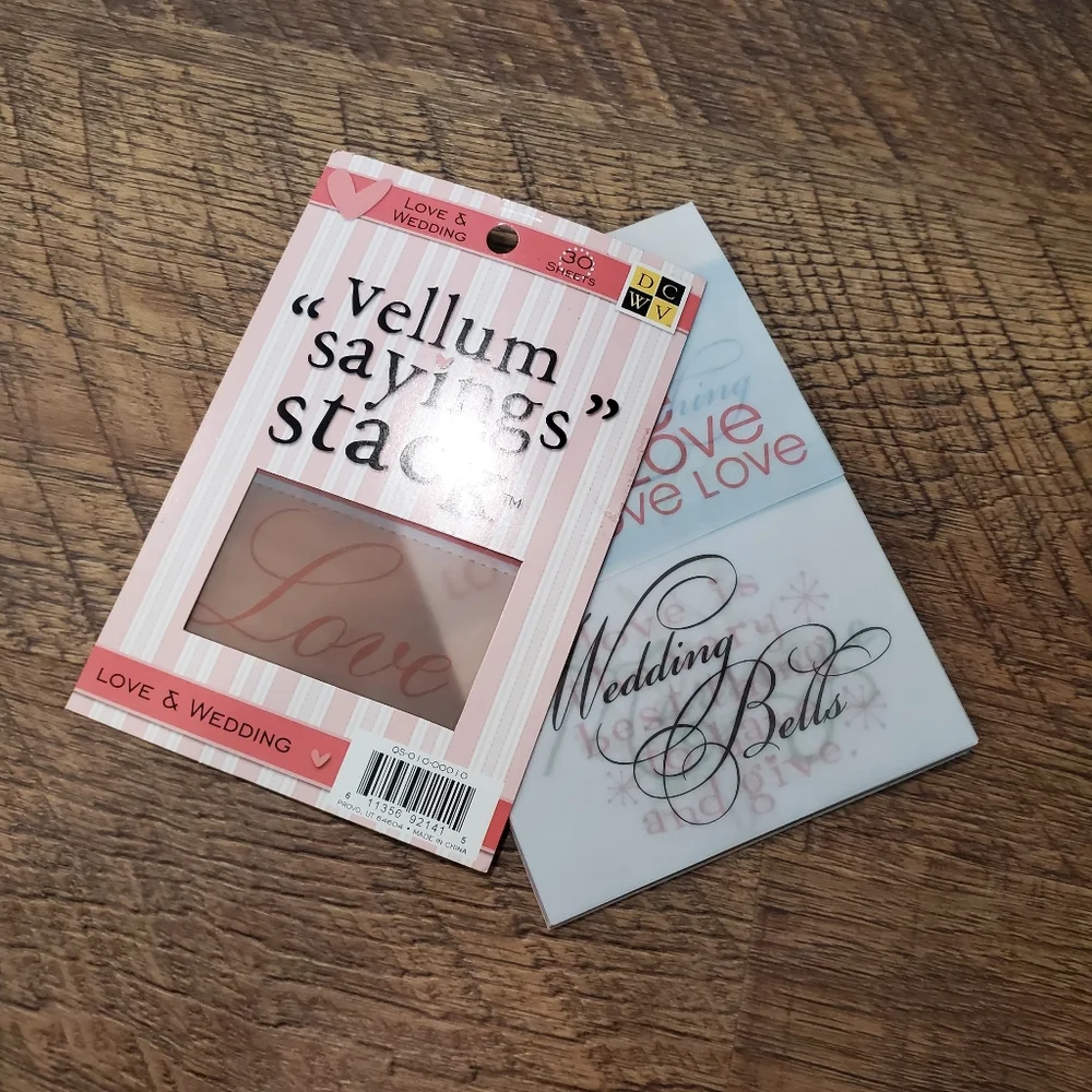 Love Wedding Vellum Sayings Stack Scrapbooking Arts Crafts Office Pink White